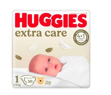 Huggies Extra Care підгузники дитячі 1 (2-5кг) 50шт
